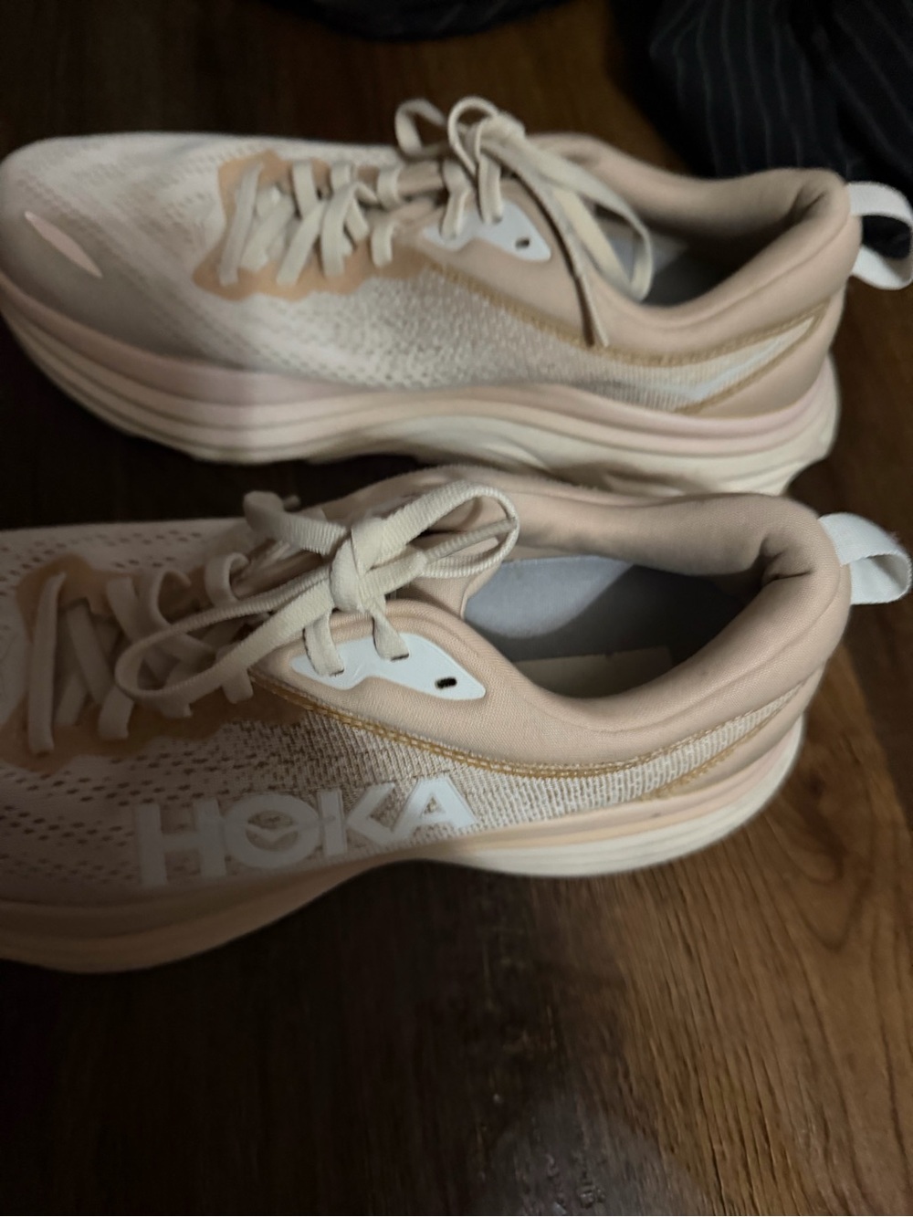 Hoka Women's Athletic Trainer in Light Beige and White - Picture 2 of 6